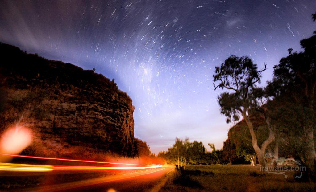 Mount Gillen at night taken with long exposure round circle stars